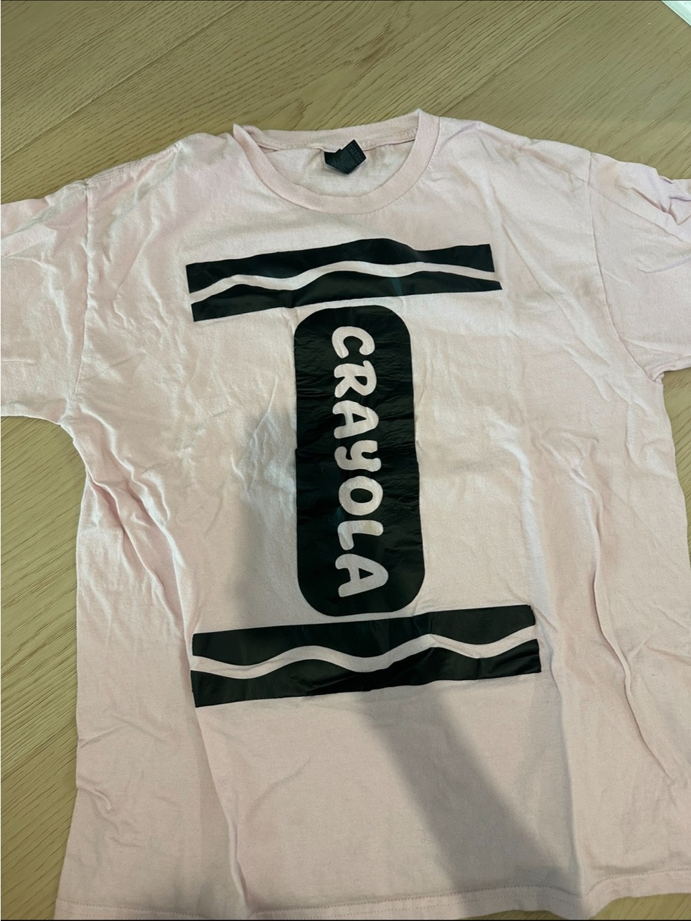 Gildan Light Pink Short Sleeve Tee with Black Crayola Graphic